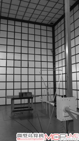 在3米法电波暗室中测量电源的电磁辐射干扰。