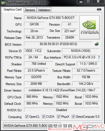 GTX 650Ti Boost的GPU-Z信息